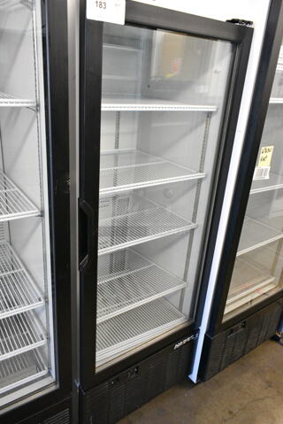 Habco SE12HC Metal Commercial Single Door Reach In Cooler Merchandiser w/ Poly Coated Racks. 115 Volts, 1 Phase. Tested and Working!