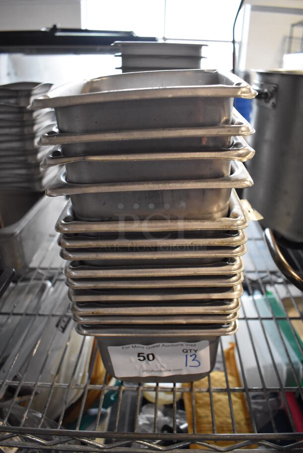 13 Stainless Steel 1/6 Size Drop In Bins. 1/6x4. 13 Times Your Bid! - Image 1 of 3