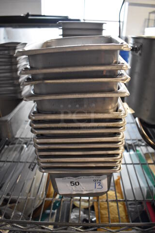 13 Stainless Steel 1/6 Size Drop In Bins. 1/6x4. 13 Times Your Bid!