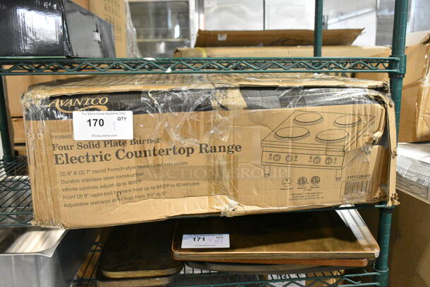 BRAND NEW SCRATCH AND DENT! Avantco 177CER400 Stainless Steel 4-Burner Solid French-Style Countertop Electric Range. 208/240 Volts, 1 Phase.  - Image 2 of 3