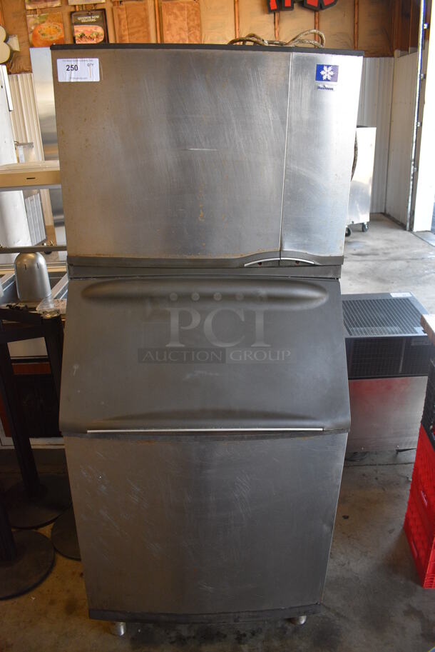 2011 Manitowoc Model SY0504A Stainless Steel Commercial Ice Machine Head on Manitowoc Model B570 Commercial Ice Bin. 115 Volts, 1 Phase. 30x33.5x72