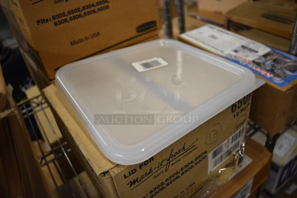 ALL ONE MONEY! Lot of 36 BRAND NEW IN BOX! Rubbermaid White Poly Lids. 9x9x0.5 - Image 2 of 3