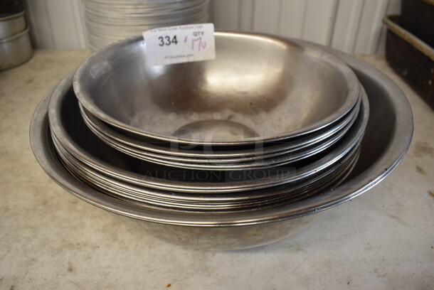 17 Various Metal Bowls. Includes 16.5x16.5x6, 13.5x13.5x5, 11.5x1.5x4.5. 17 Times Your Bid! - Image 1 of 5
