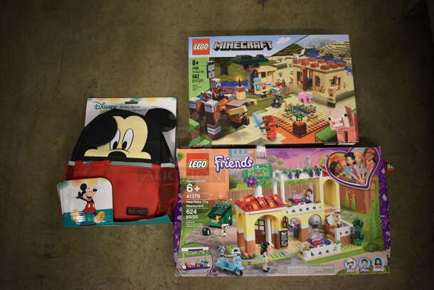 ALL ONE MONEY! Lot of Mickey Mouse Backpack Leash, Lego Minecraft Set and Lego Friends Set.