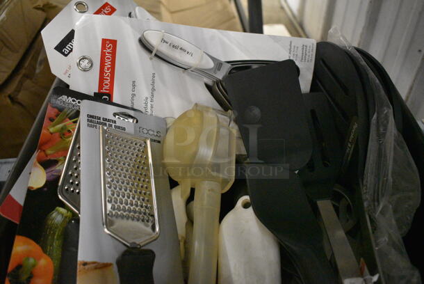 ALL ONE MONEY! BRAND NEW! Lot of Various Items Including Cheese Grater, Measuring Cups and Nutmeg Grate and Shake in Poly Bus Bin! - Image 2 of 6