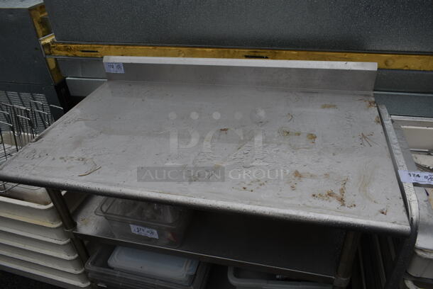 Stainless Steel Commercial Table w/ Back Splash and 2 Under Shelves. Does Not Include Contents. - Image 2 of 4