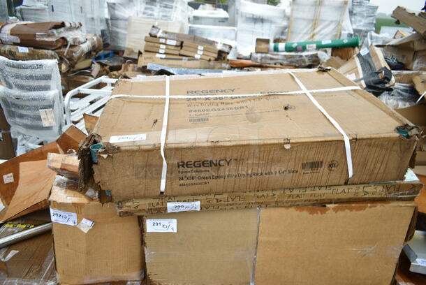 BRAND NEW SCRATCH AND DENT! Box of 2 Regency 460EG2436DR1 24" x 36" Green Epoxy Wire Drying Rack Shelf - 1 1/4" Slots. May Be Missing Pieces.  - Image 2 of 3