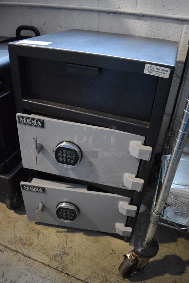 Mesa Black and Gray Metal 2 Compartment Drop Safe. Does Not Come w/ Combination. 20x20x30 - Image 3 of 6