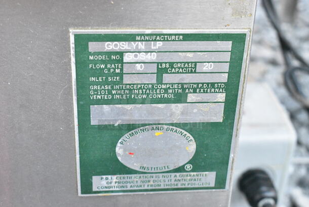 Goslyn GOS40 Stainless Steel Grease Trap.  - Image 3 of 3