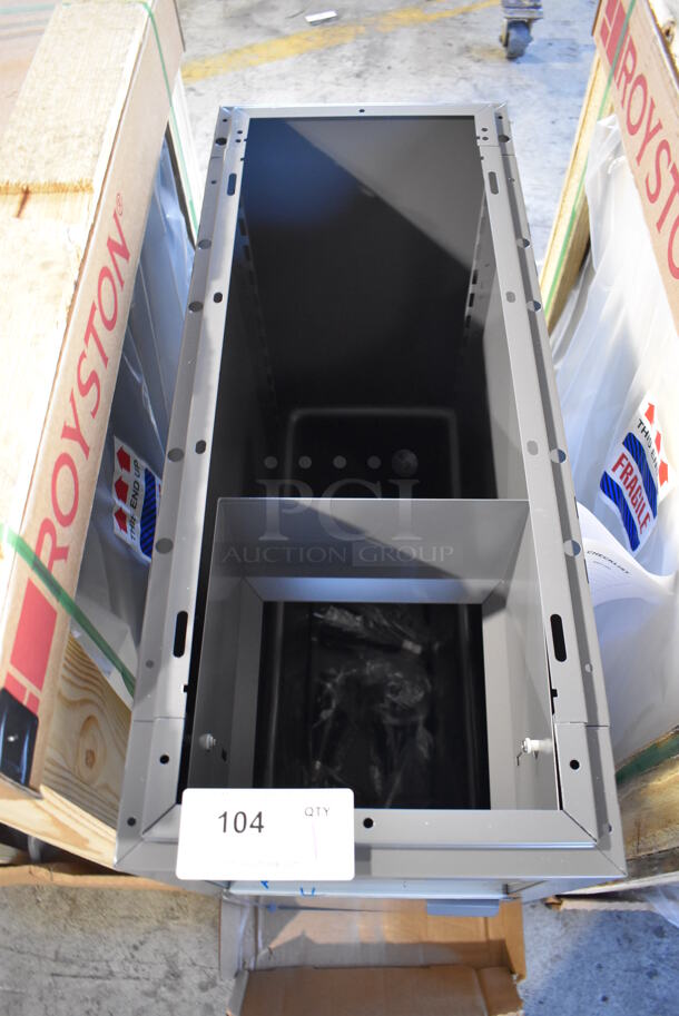 BRAND NEW IN CRATE! Royston Gray Metal Cabinet. 12x29x27 - Image 4 of 5