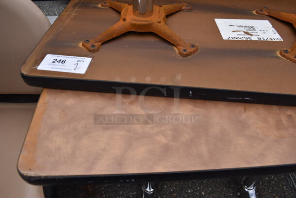 2 Brown Table on 2 Metal Table Bases. 36x18x29. 2 Times Your Bid! - Image 4 of 7