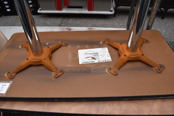 2 Brown Table on 2 Metal Table Bases. 36x18x29. 2 Times Your Bid! - Image 6 of 7