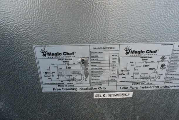 Magic Chef HMR330SE Metal Mini Cooler. 115 Volts, 1 Phase. Tested and Working! - Image 4 of 4