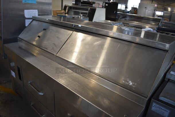 Randell Stainless Steel Commercial Sandwich Salad Prep Table Bain Marie w/ 4 Drawers on Commercial Casters. 72x34x48. Tested and Working! - Image 3 of 6