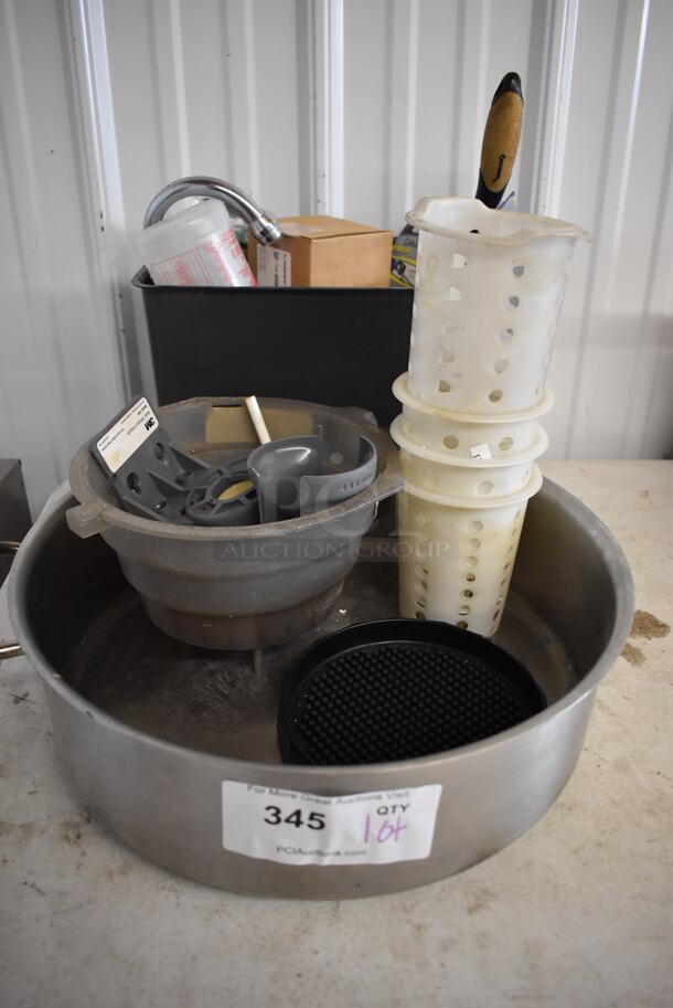 ALL ONE MONEY! Lot of Various Items Including Poly Brew Basket, Poly Silverware Holders and Metal Bowl - Image 2 of 4