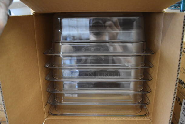 ALL ONE MONEY! Lot of 54 BRAND NEW IN BOX! Cambro Clear Poly 1/2 Size Drop In Bins. 1/2x4 - Image 1 of 3