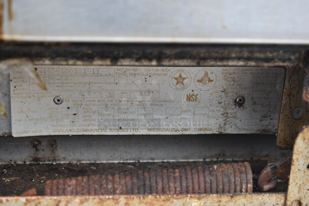 Garland G36-6R Stainless Steel Commercial Natural Gas Powered 6 Burner Range w/ Oven and Back Splash. - Image 7 of 7
