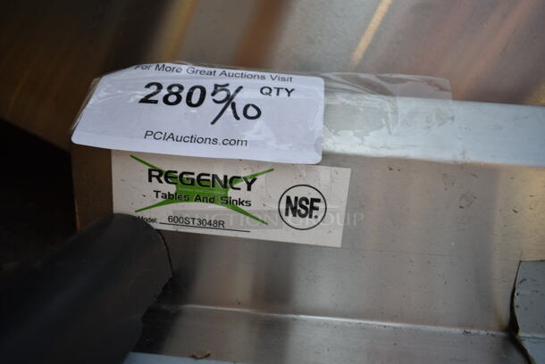BRAND NEW SCRATCH AND DENT! Regency 600ST3048R 30" x 48" 16 Gauge Stainless Steel Work Table with Right Sink and Cross Bracing - Image 7 of 7