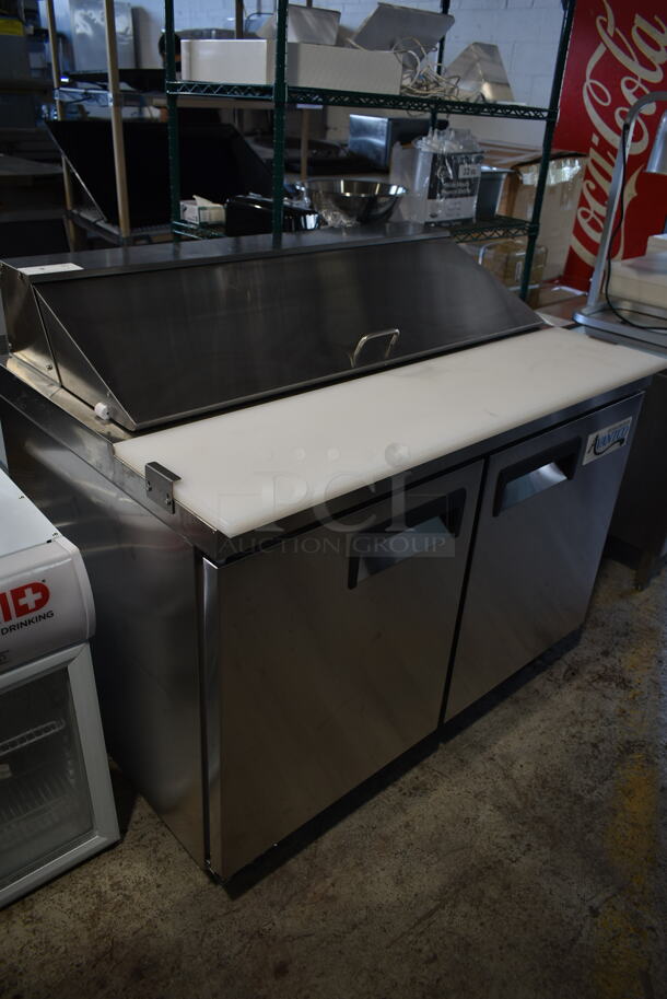 2022 Avantco 178APT48HC Stainless Steel Commercial Sandwich Salad Prep Table Bain Marie Mega Top on Commercial Casters. 115 Volts, 1 Phase. Tested and Working! - Image 3 of 11