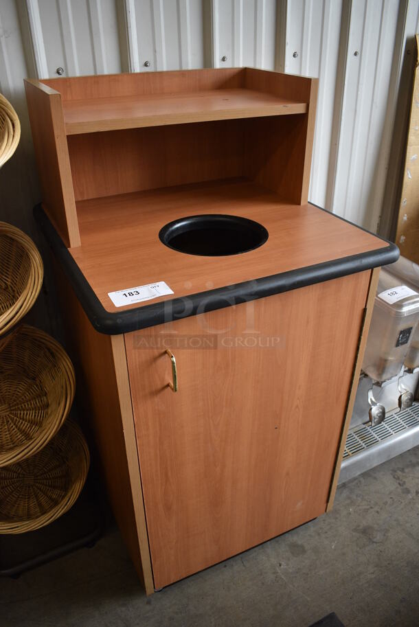 Wood Pattern Trash Can Shell w/ Trash Deposit Hole, Tray Return, Door and Trash Can. 25.5x25.5x48 - Image 2 of 4