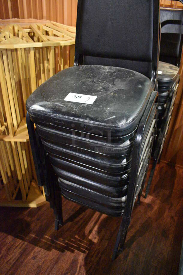 7 Black Metal Stackable Banquet Chairs w/ Black Seat Cushions. 18x21x36. 7 Times Your Bid! (lounge) - Image 3 of 3
