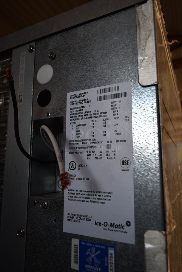 2019 Ice-O-Matic CIM0530FA4 Stainless Steel Commercial Ice Machine Head on Ice-O-Matic Commercial Ice Bin. 115 Volts, 1 Phase.  - Image 6 of 6