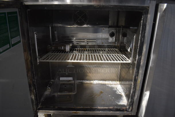 Turbo Air Model MUR-28 Stainless Steel Commercial Single Door Under Counter Cooler w/ Poly Clear Sneeze Guard. 115 Volts, 1 Phase. 27.5x30x63. Tested and Powers On But Does Not Get Cold - Image 4 of 5