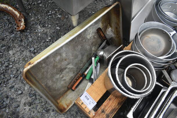 ALL ONE MONEY! PALLET LOT of Various Items Including Stainless Steel Items Drop In Bins and Metal Sauce Pans - Image 2 of 7