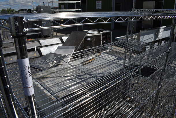 Chrome Finish 4 Tier Wire Shelving Unit. BUYER MUST DISMANTLE. PCI CANNOT DISMANTLE FOR SHIPPING. PLEASE CONSIDER FREIGHT CHARGES. 48x18x54 - Image 2 of 3