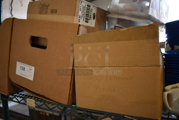 ALL ONE MONEY! Tier Lot of Various Items Including White Poly Coffee Urns, Blue Poly Food Baskets and Ceramic Dishes - Image 7 of 7
