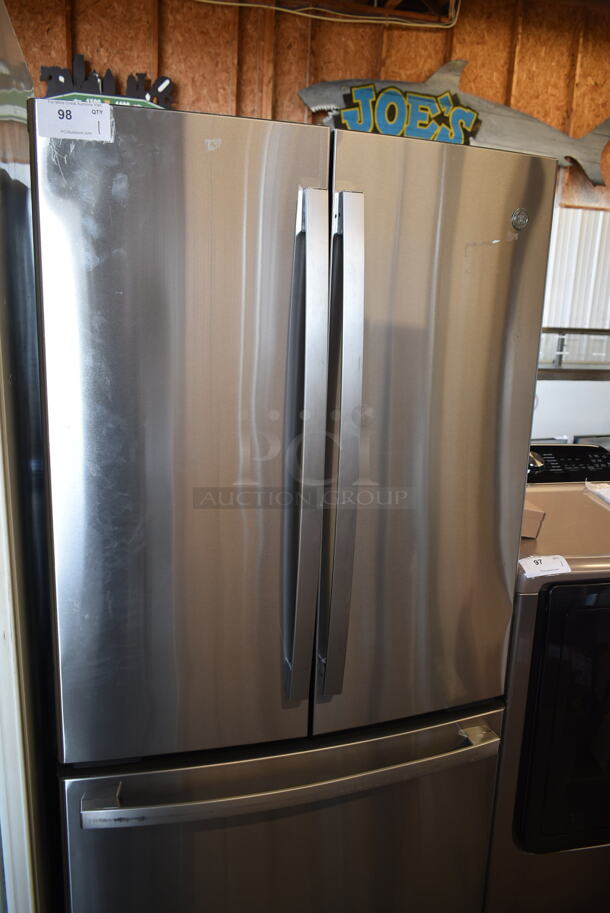 General Electric GE Stainless Steel French Style Cooler Freezer. Tested and Powers On But Does Not Get Cold - Image 2 of 9