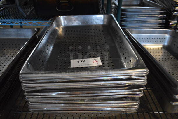 14 Stainless Steel Full Size Perforated Drop In Bins. 1/1x2.5. 14 Times Your Bid!