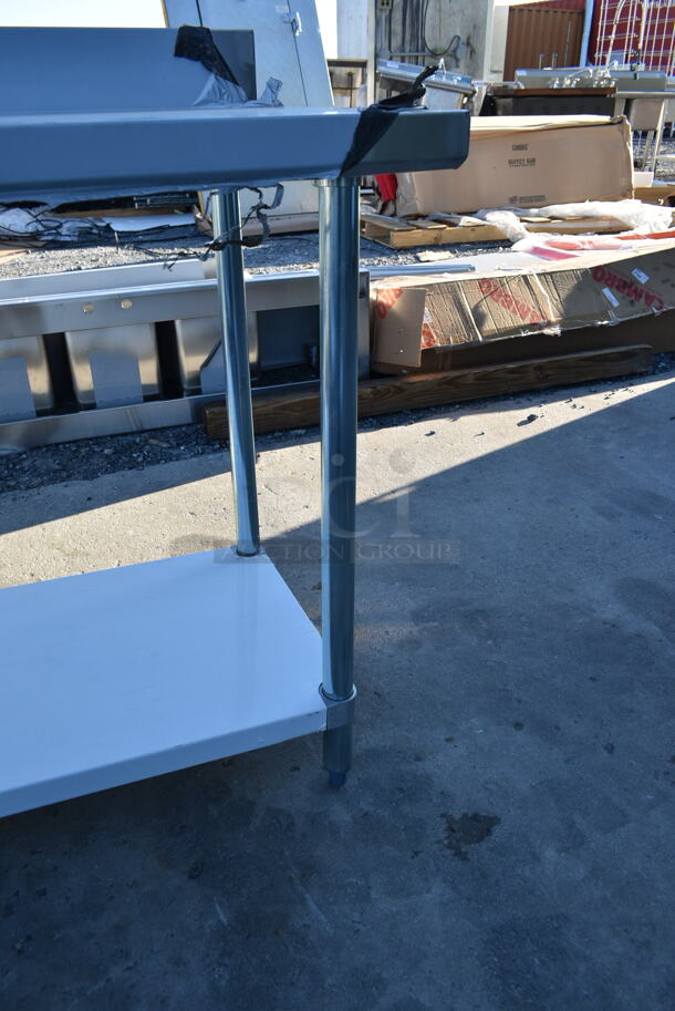 BRAND NEW SCRATCH AND DENT! Stainless Steel Commercial Table w/ Under Shelf and Back Splash. - Image 4 of 4