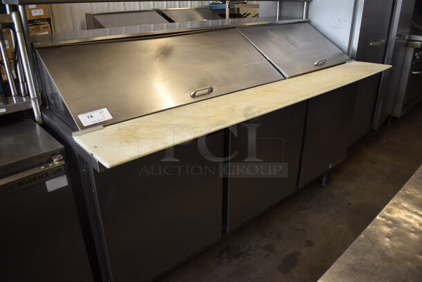 Beverage Air SPE72-30M Stainless Steel Commercial Sandwich Salad Prep Table Bain Marie Mega Top on Commercial Casters w/ 2 Tier Over Shelf. 115 Volts, 1 Phase. 72x38x56. Tested and Working! - Image 2 of 10