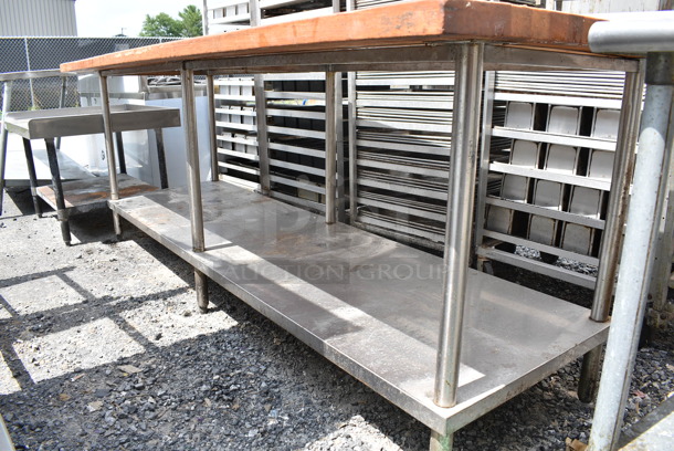 Butcher Block Table w/ Metal Under Shelf.  - Image 3 of 4
