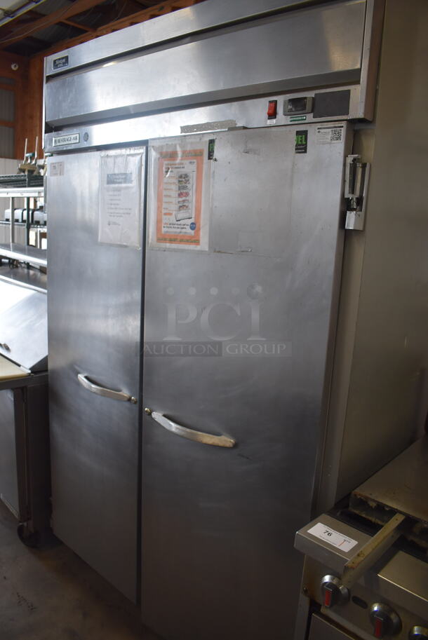 Beverage Air HR2-1S Stainless Steel Commercial 2 Door Reach In Cooler on Commercial Casters. 115 Volts, 1 Phase. 52x33x85. Tested and Working! - Image 3 of 8