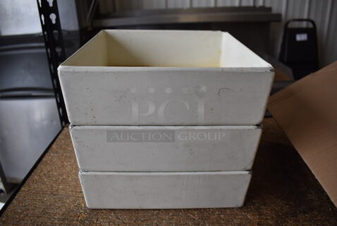 ALL ONE MONEY! Lot of 3 White Bins. 10x10x3