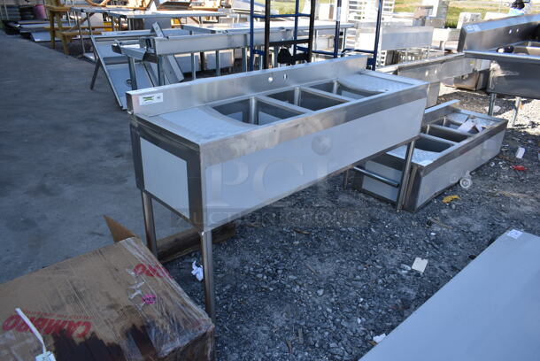 BRAND NEW SCRATCH AND DENT! Regency 600B31014213 Stainless Steel Commercial 3 Bay Back Bar Sink w/ Dual Drain Boards. Bays 10x14. Drain Boards 11x15 - Image 2 of 6