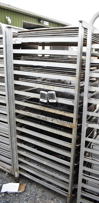Metal Commercial Pan Transport Rack on Commercial Casters w/ 22 Metal Pans