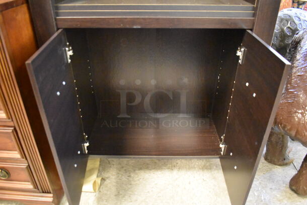 Brown Wood Pattern Shelving Unit w/ 2 Cabinets. - Image 4 of 5