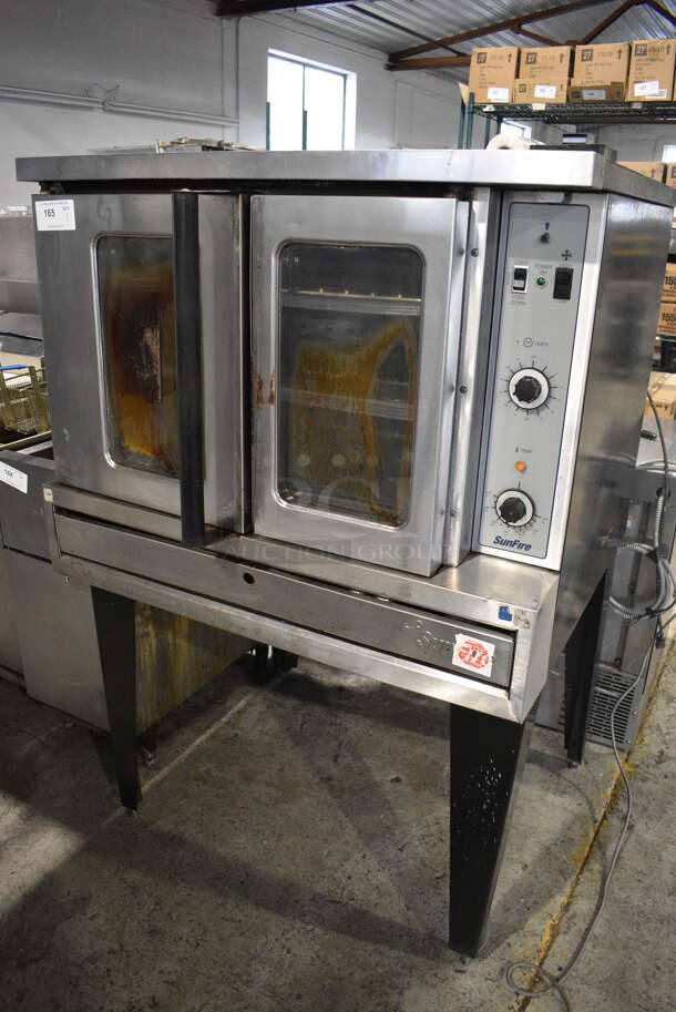 Garland Model SDG-1 Stainless Steel Commercial Natural Gas Powered Full Size Convection Oven w/ View Through Doors, Metal Oven Racks and Thermostatic Controls on Metal Legs. 40x37x62