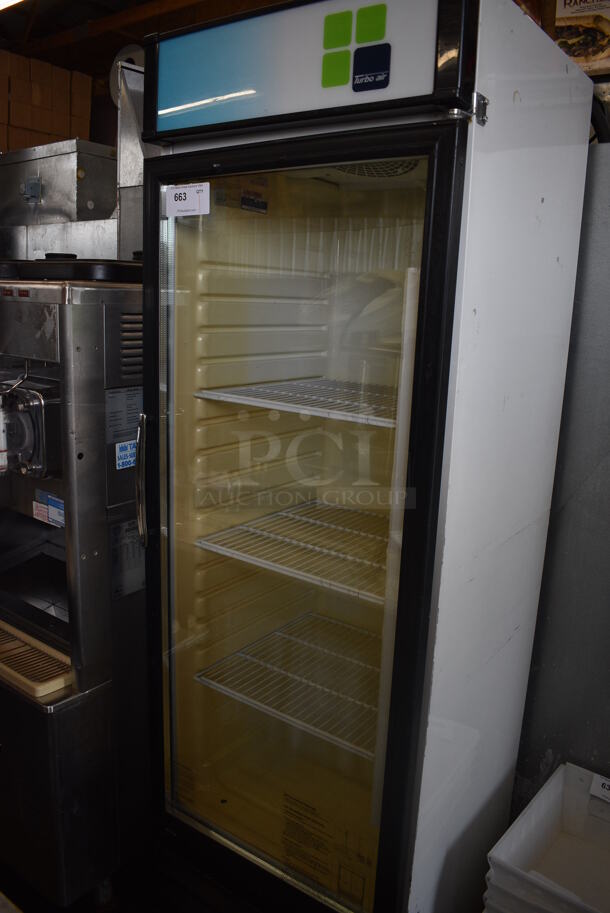 Turbo Air Model TGM-14RV Metal Commercial Single Door Reach In Cooler Merchandiser. 115 Volts, 1 Phase. 24x24x64. Tested and Powers On But Does Not Get Cold