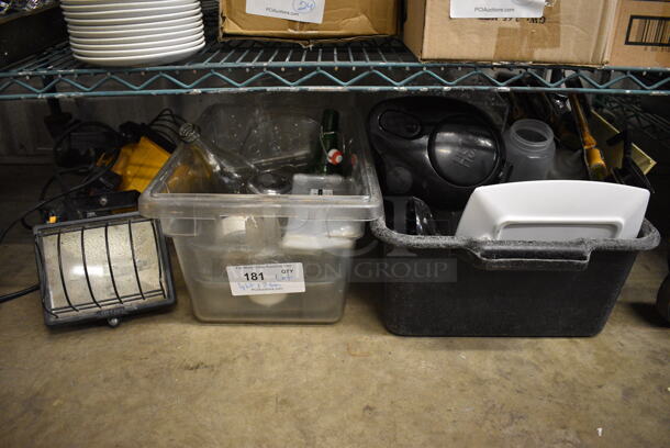 ALL ONE MONEY! Lot of Various Items Including Light Fixture, Poly Plates and Air Pot Top.