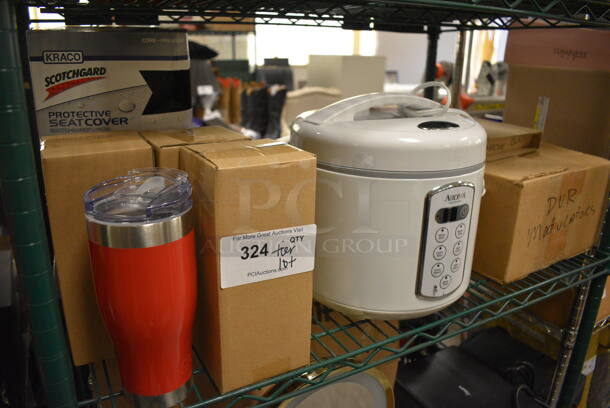 ALL ONE MONEY! Tier Lot of Various Items Including Aroma Rice Cooker and To Go Cups