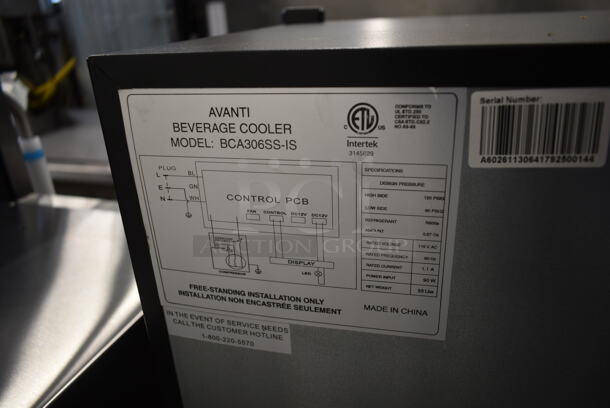 BRAND NEW SCRATCH AND DENT! Avanti BCA306SS-IS 10 Bottle 70 Can Beverage Cooler Wine Chiller Merchandiser. 115 Volts, 1 Phase. Tested and Working! - Image 4 of 4