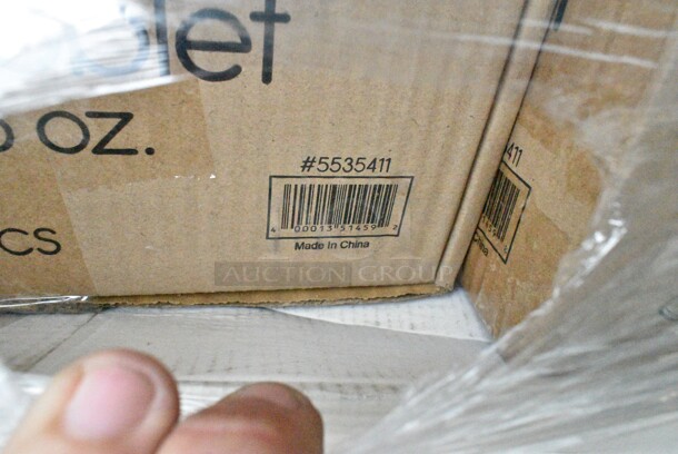 PALLET LOT of 40 BRAND NEW Boxes Including 2 Box 500TO993C3 Choice 9" x 9" x 3" Microwaveable 3-Compartment Black / Clear Plastic Hinged Container - 100/Case, 2 Box 5535411 Acopa 11.5 oz. Customizable Glass Goblet - 12/Case, 130BKFKSNX500 Choice Black Extra Heavy Weight Wrapped Plastic Cutlery Pack with Napkin - 500/Case, 5001TPJ Lavex 1-Ply 1400' Universal Jumbo Toilet Paper Roll with 9" Diameter - 12/Case, 4 Box 966UPWIDEB OneUp by Choice White 2-Ply Wide Interfold 6 1/2" x 8 1/2" Dispenser Napkin - 6000/Case, 43309LPIE100 Choice 9" Clear Hinged Low Pie Container - 100/Case, 2 Box 2 Box 130HBKCUTFW Visions Individually Wrapped Black Heavy Weight Plastic Fork - 1000/Case, 3 Box 130BKFORKH Choice Black Heavy Weight Plastic Fork - 1000/Case, 500LFLAT5 Choice Lids. 40 Times Your Bid! - Image 5 of 12