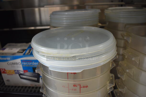 ALL ONE MONEY! Lot of 11 Clear Poly 6 Quart Bins and 11 Lids! 10x9x8 - Image 3 of 3