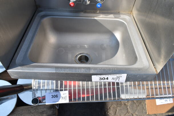 Stainless Steel Single Bay Wall Mount Sink w/ Faucet and Handles.  - Image 4 of 6