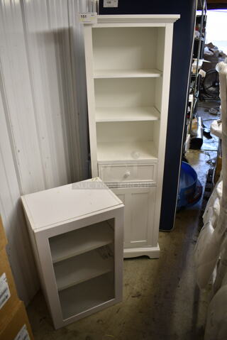 2 Pieces of White Furniture; Cabinet and Freemont Linen Cabinet. 2 Times Your Bid!