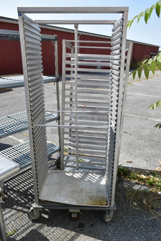 Metal Commercial Pan Transport on Commercial Casters. 